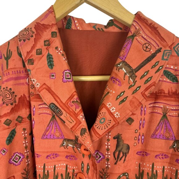 Handmade Women's Lightweight Blazer Jacket Sz Medium? Native Southwest Wildlife - Picture 2 of 10